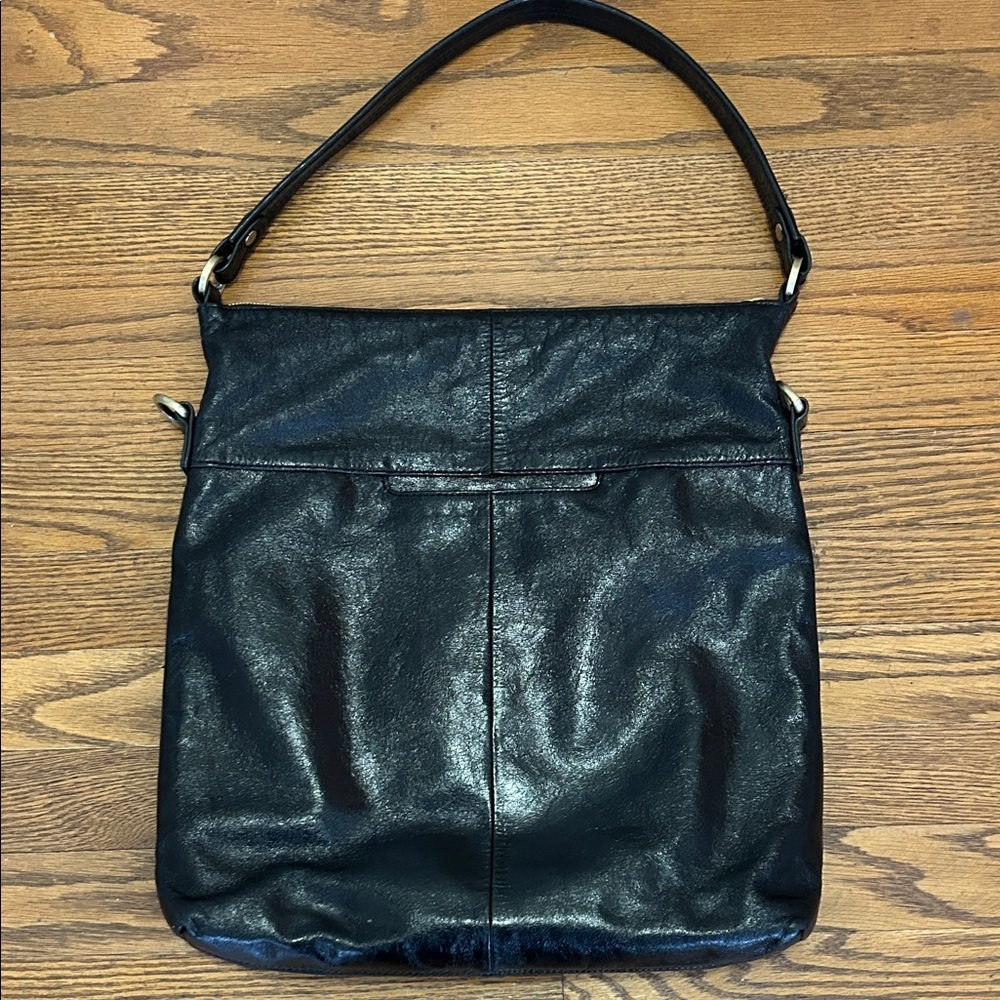 Hobo Black Leather Shoulder Bag Large Minimalist Classic Travel Work Tote - Picture 12 of 16